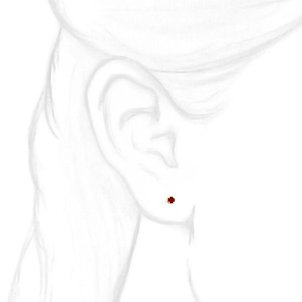 2mm, 0.06cts Genuine Natural Garnet 4-Prong Stud Earrings 14K Yellow Gold - 1000Jewels.com