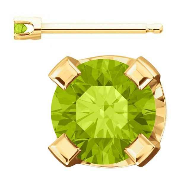 2mm, 0.06cts Natural Peridot 4-Prong Stud Earrings 14K Yellow Gold - 1000Jewels.com