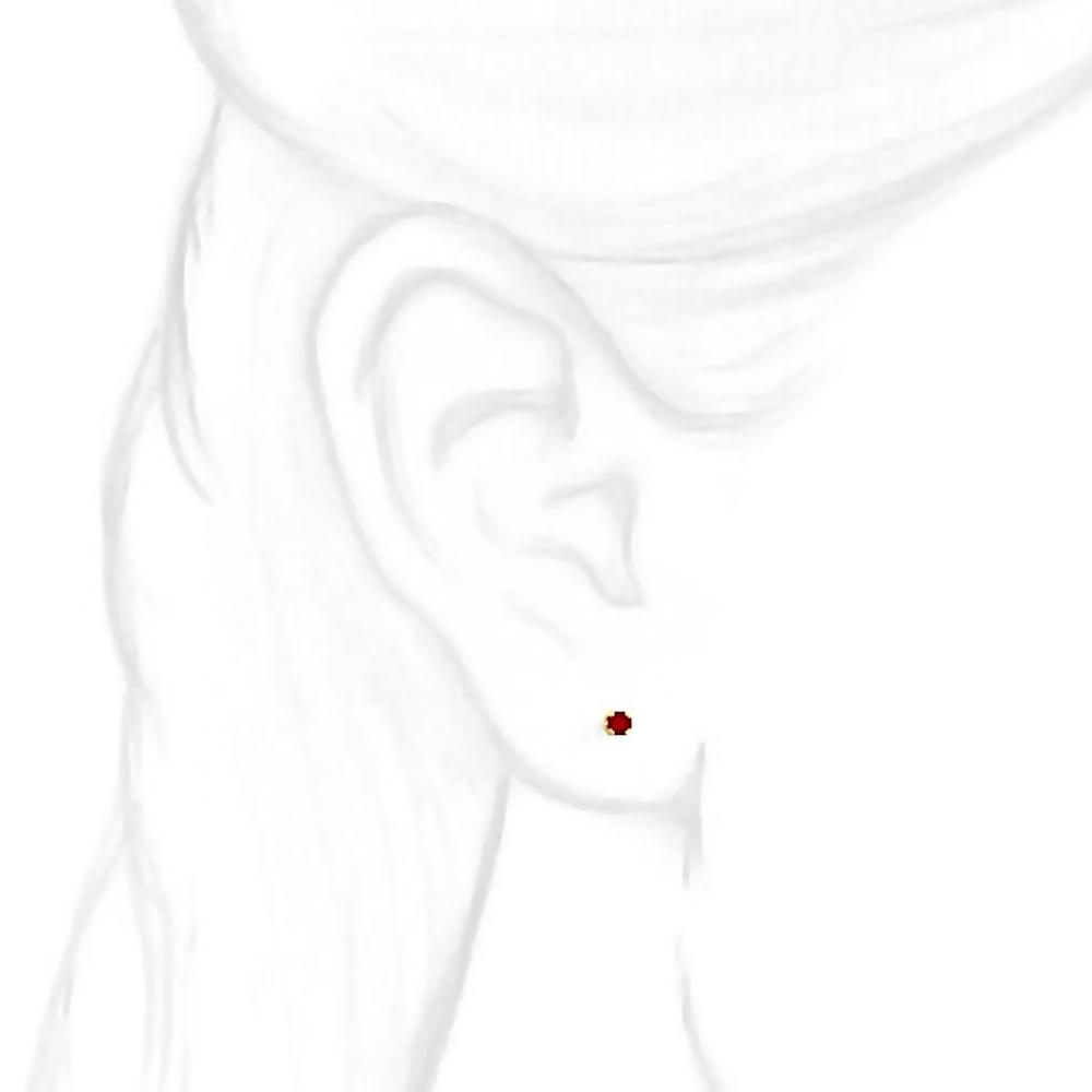 2mm, 0.06cts Trustmark Created Red Ruby 4-Prong Stud Earrings 14K Yellow Gold - 1000Jewels.com