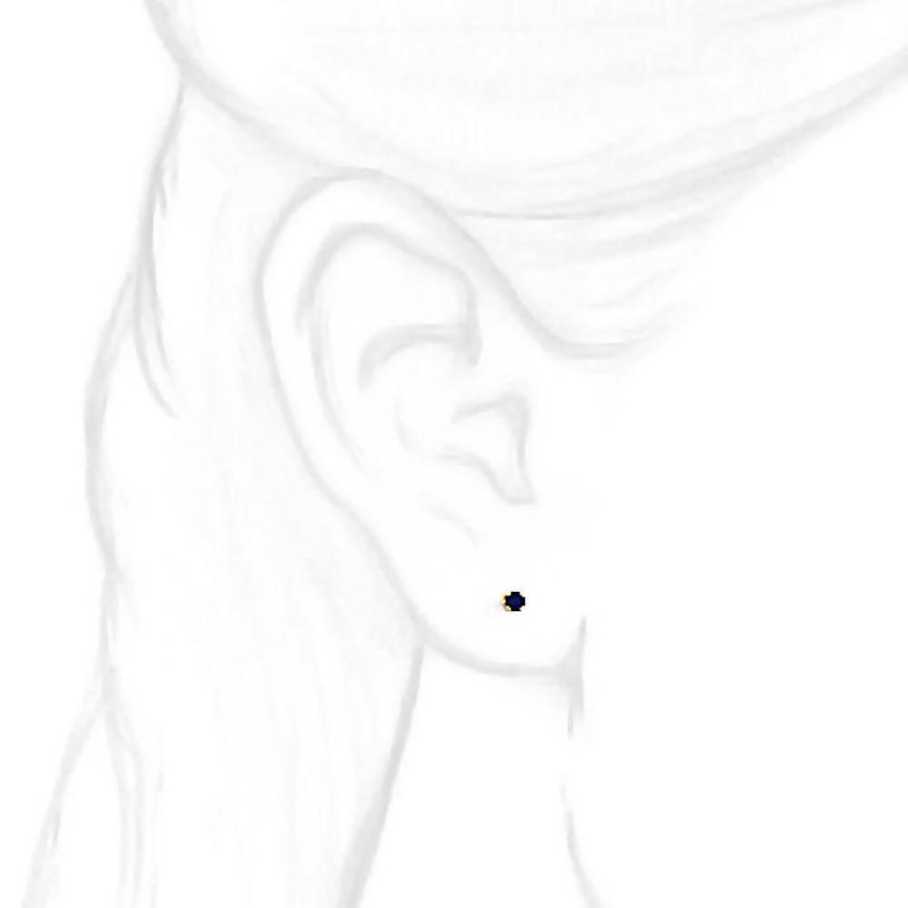 2mm, 0.06cts Trustmark Created Sapphire 4-Prong Stud Earrings 14K Yellow Gold - 1000Jewels.com