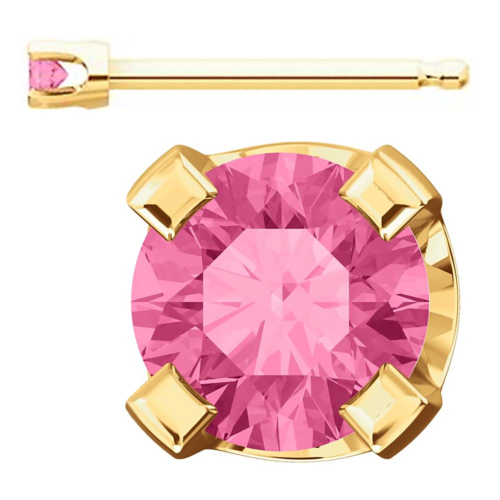 2mm, 0.06cts Simulated Tourmaline 4-Prong Stud Earrings 14K Yellow Gold - 1000Jewels.com
