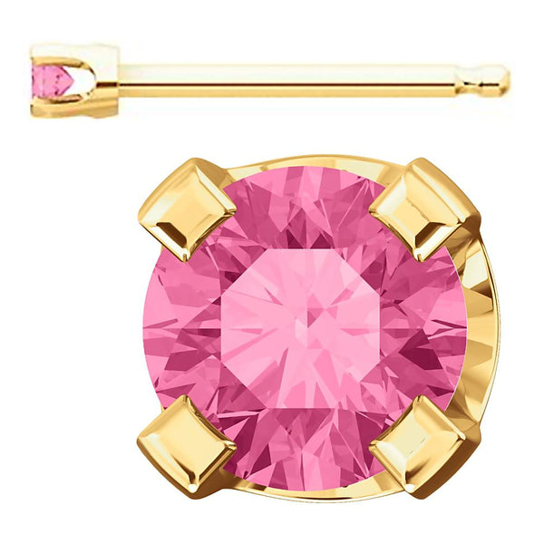 2mm, 0.06cts Simulated Tourmaline 4-Prong Stud Earrings 14K Yellow Gold - 1000Jewels.com
