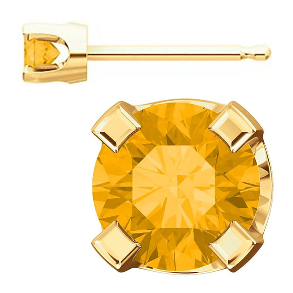 3mm, 0.2cts Genuine Natural Citrine 4-Prong Stud Earrings 14K Yellow Gold - 1000Jewels.com