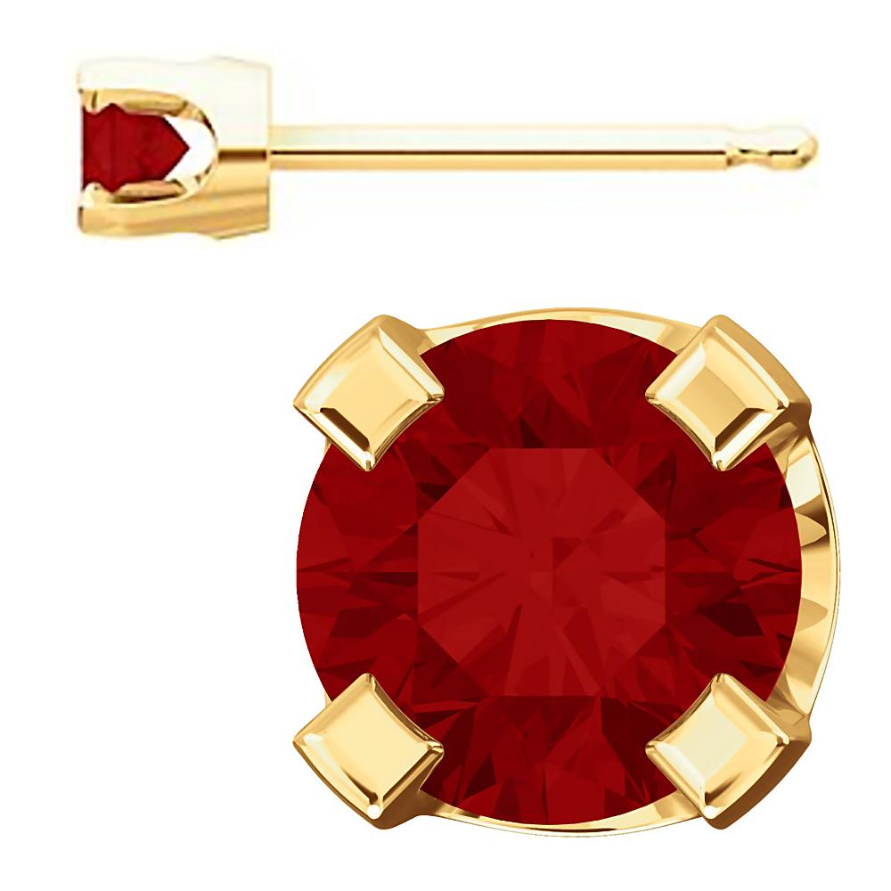 3mm, 0.2cts Genuine Natural Garnet 4-Prong Stud Earrings 14K Yellow Gold - 1000Jewels.com