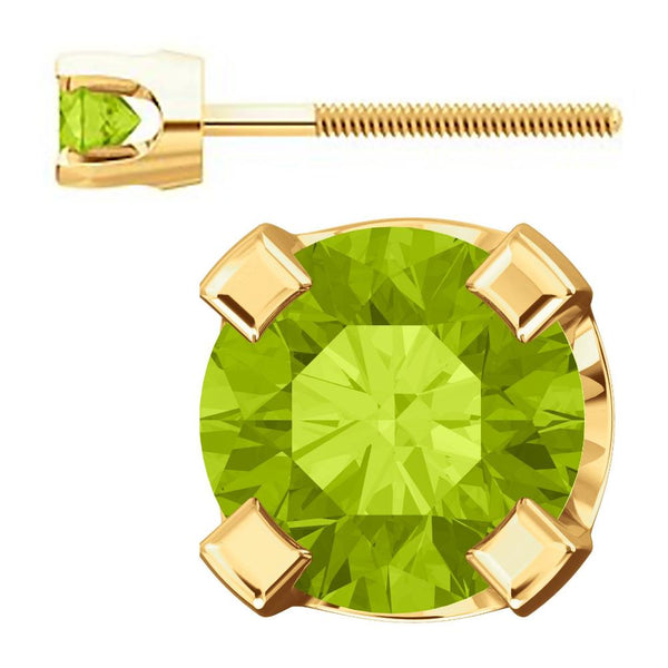 3mm, 0.2cts Natural Peridot 4-Prong Stud Earrings 14K Yellow Gold - 1000Jewels.com