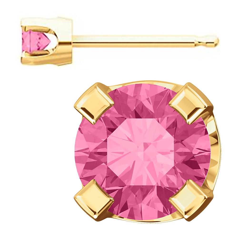 3mm, 0.2cts Genuine Natural Tourmaline 4-Prong Stud Earrings 14K Yellow Gold - 1000Jewels.com