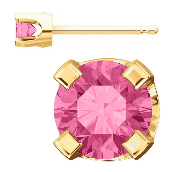 3mm, 0.2cts Simulated Tourmaline 4-Prong Stud Earrings 14K Yellow Gold - 1000Jewels.com