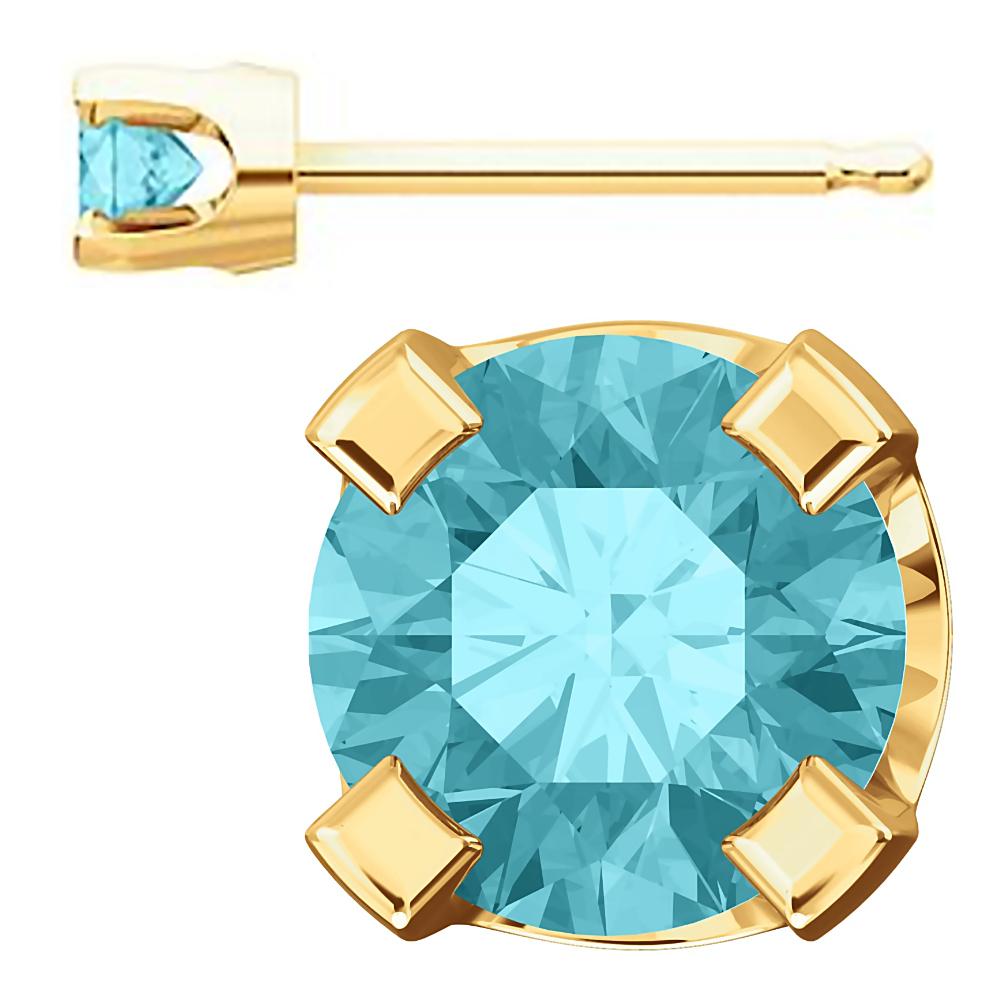 3mm, 0.2cts Simulated Blue Zircon 4-Prong Stud Earrings 14K Yellow Gold - 1000Jewels.com