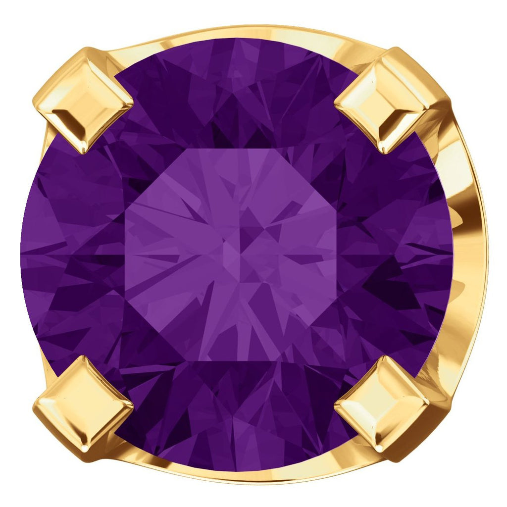 4mm, 0.5cts Genuine Natural Amethyst 4-Prong Stud Earrings 14K Yellow Gold - 1000Jewels.com