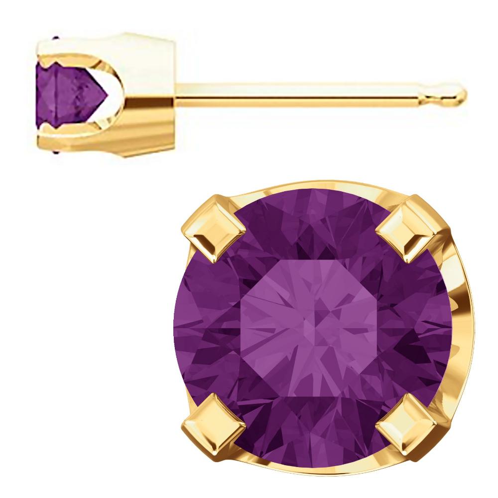 4mm, 0.5cts Simulated Alexandrite 4-Prong Stud Earrings 14K Yellow Gold - 1000Jewels.com