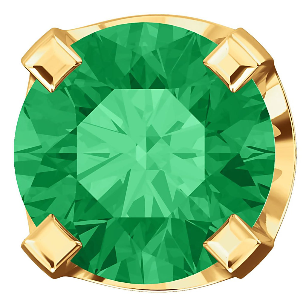 4mm, 0.5cts Chatham Created Emerald 4-Prong Stud Earrings 14K Yellow Gold - 1000Jewels.com