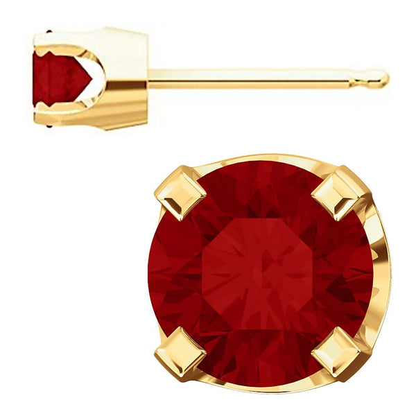 4mm, 0.5cts Genuine Natural Garnet 4-Prong Stud Earrings 14K Yellow Gold - 1000Jewels.com