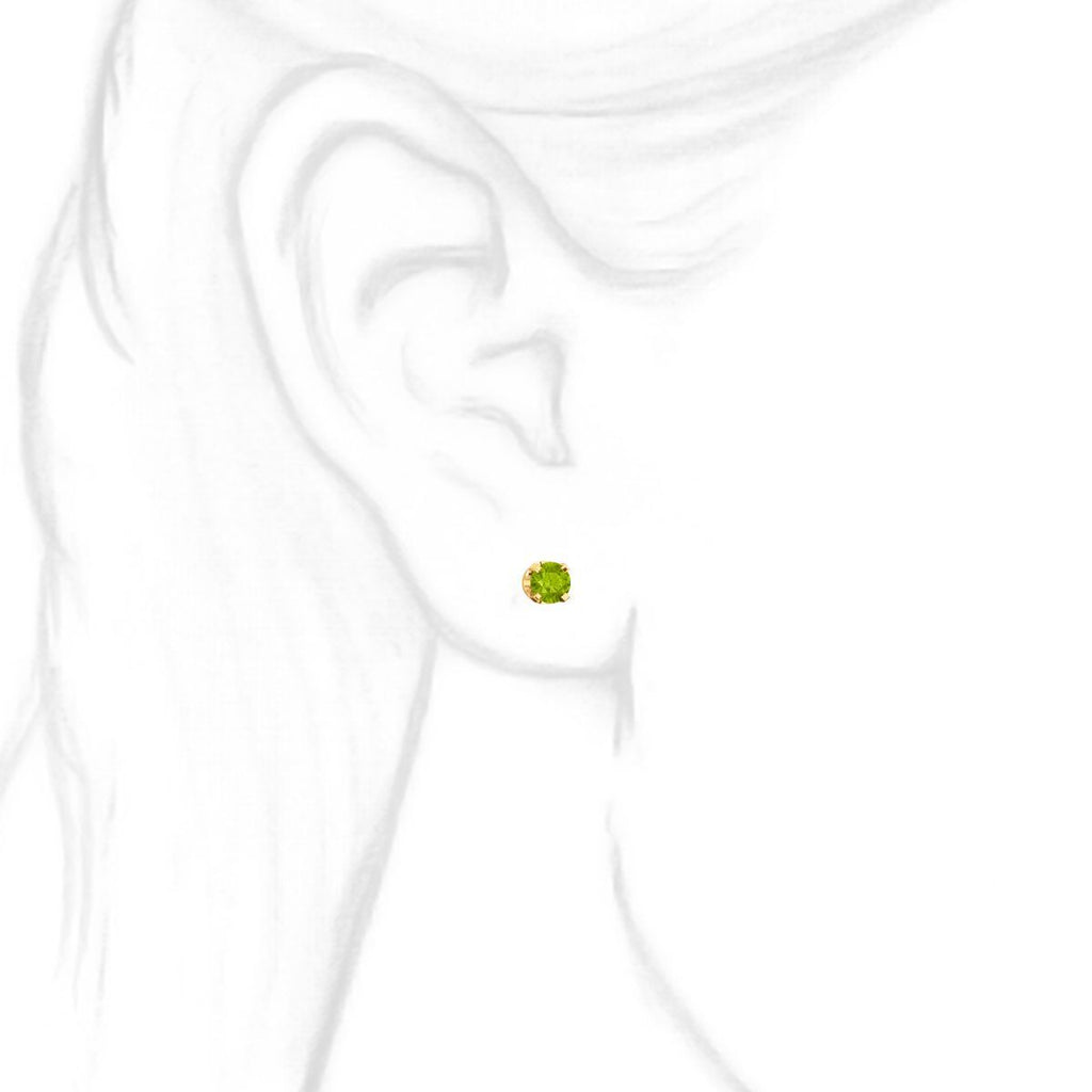 4mm, 0.5cts Natural Peridot 4-Prong Stud Earrings 14K Yellow Gold - 1000Jewels.com