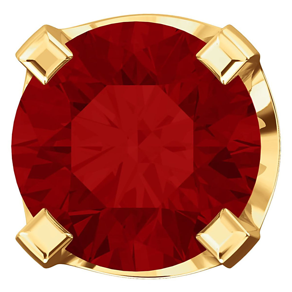 4mm, 0.5cts Trustmark Created Red Ruby 4-Prong Stud Earrings 14K Yellow Gold - 1000Jewels.com