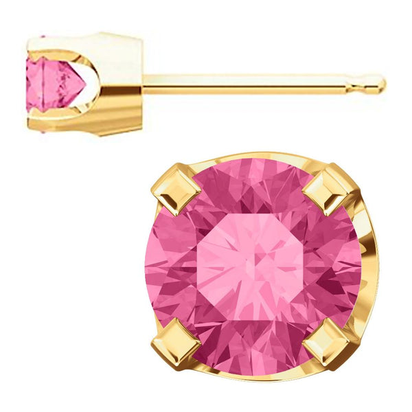4mm, 0.5cts Genuine Natural Tourmaline 4-Prong Stud Earrings 14K Yellow Gold - 1000Jewels.com