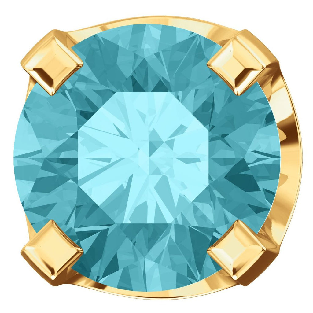 4mm, 0.5cts Simulated Blue Zircon 4-Prong Stud Earrings 14K Yellow Gold - 1000Jewels.com