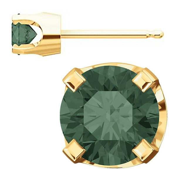 4mm, 0.5cts Color Change Chatham Created Alexandrite Stud Earrings 14K Yellow Gold - 1000Jewels.com