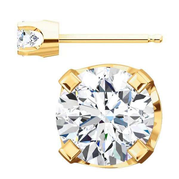 4mm, 0.5cts Ice on Fire CZ 4-Prong Stud Earrings 14K Yellow Gold - 1000Jewels.com