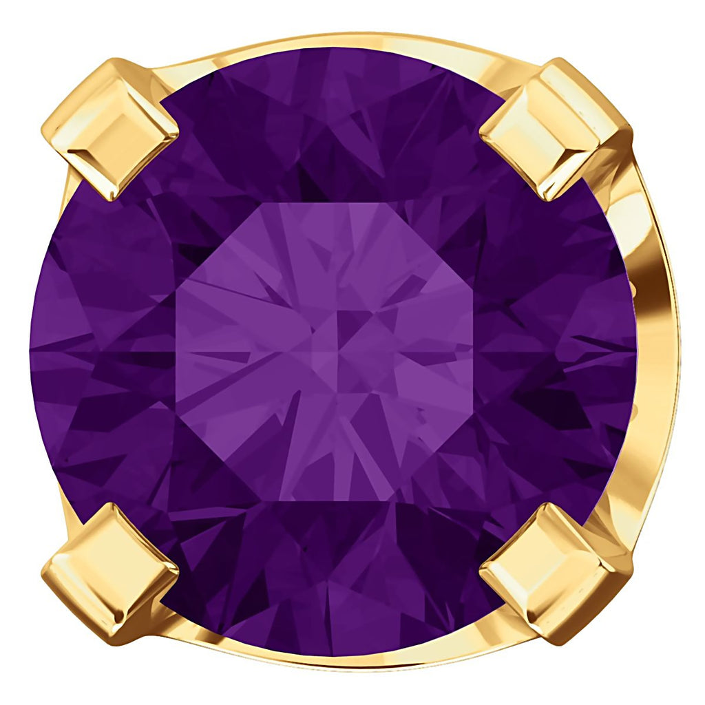 5mm, 1.0cts Genuine Natural Amethyst 4-Prong Stud Earrings 14K Yellow Gold - 1000Jewels.com