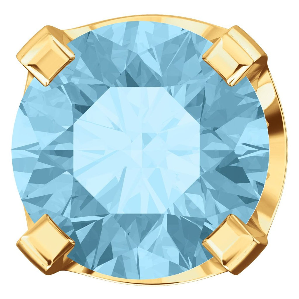 5mm, 1.0cts Genuine Natural Aquamarine 4-Prong Stud Earrings 14K Yellow Gold - 1000Jewels.com