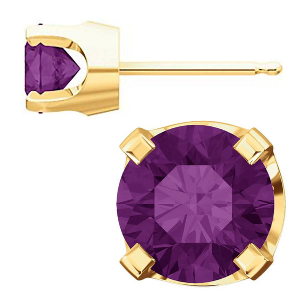 5mm, 1.0cts Trustmark Created Alexandrite Stud Earrings 14K Yellow Gold - 1000Jewels.com