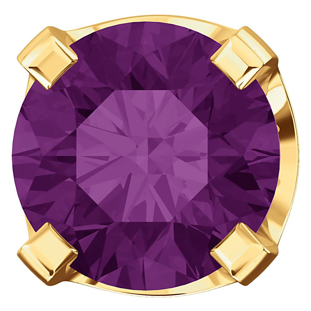 5mm, 1.0cts Simulated Alexandrite 4-Prong Stud Earrings 14K Yellow Gold - 1000Jewels.com