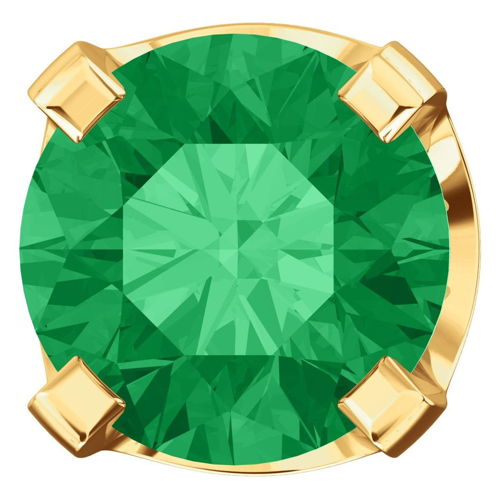 5mm, 1.0cts Chatham Created Emerald 4-Prong Stud Earrings 14K Yellow Gold - 1000Jewels.com