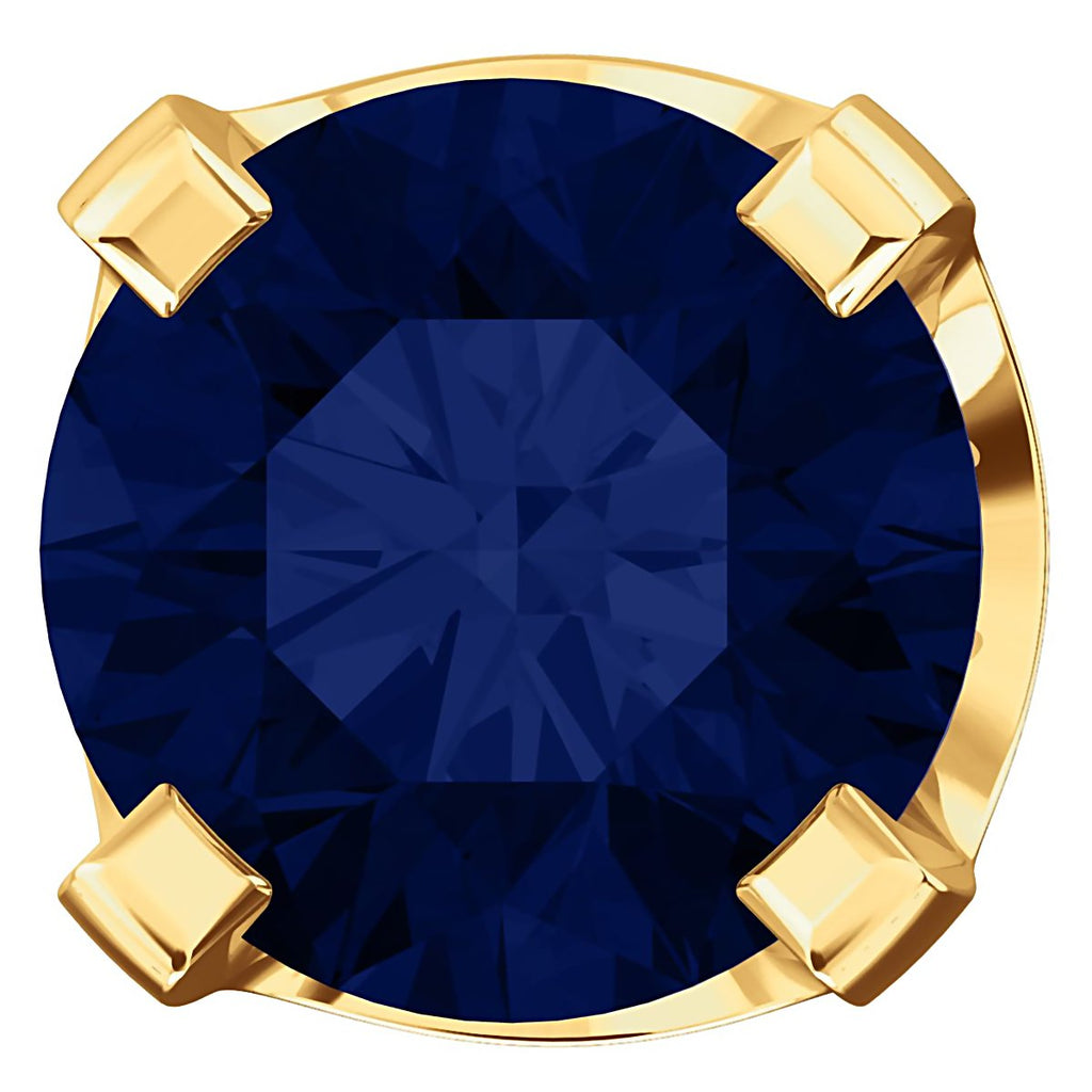 5mm, 1.0cts Chatham Created Sapphire 4-Prong Stud Earrings 14K Yellow Gold - 1000Jewels.com