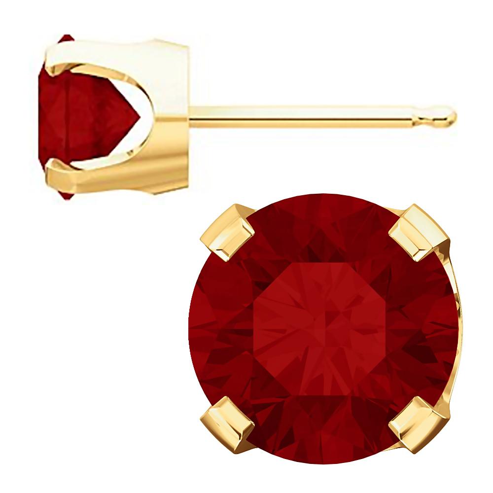 6mm, 1.5cts Genuine Natural Garnet 4-Prong Stud Earrings 14K Yellow Gold - 1000Jewels.com