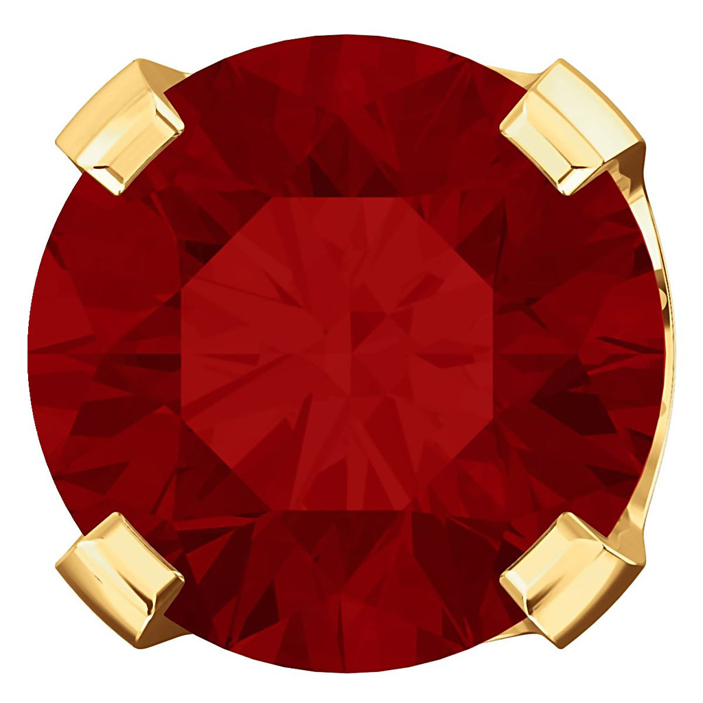 6mm, 1.5cts Trustmark Created Red Ruby 4-Prong Stud Earrings 14K Yellow Gold - 1000Jewels.com