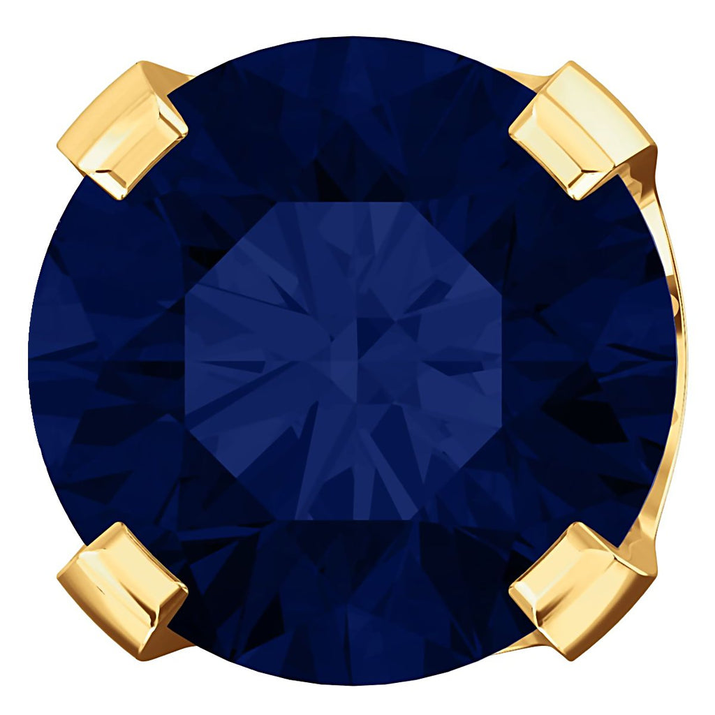 6mm, 1.5cts Trustmark Created Sapphire 4-Prong Stud Earrings 14K Yellow Gold - 1000Jewels.com