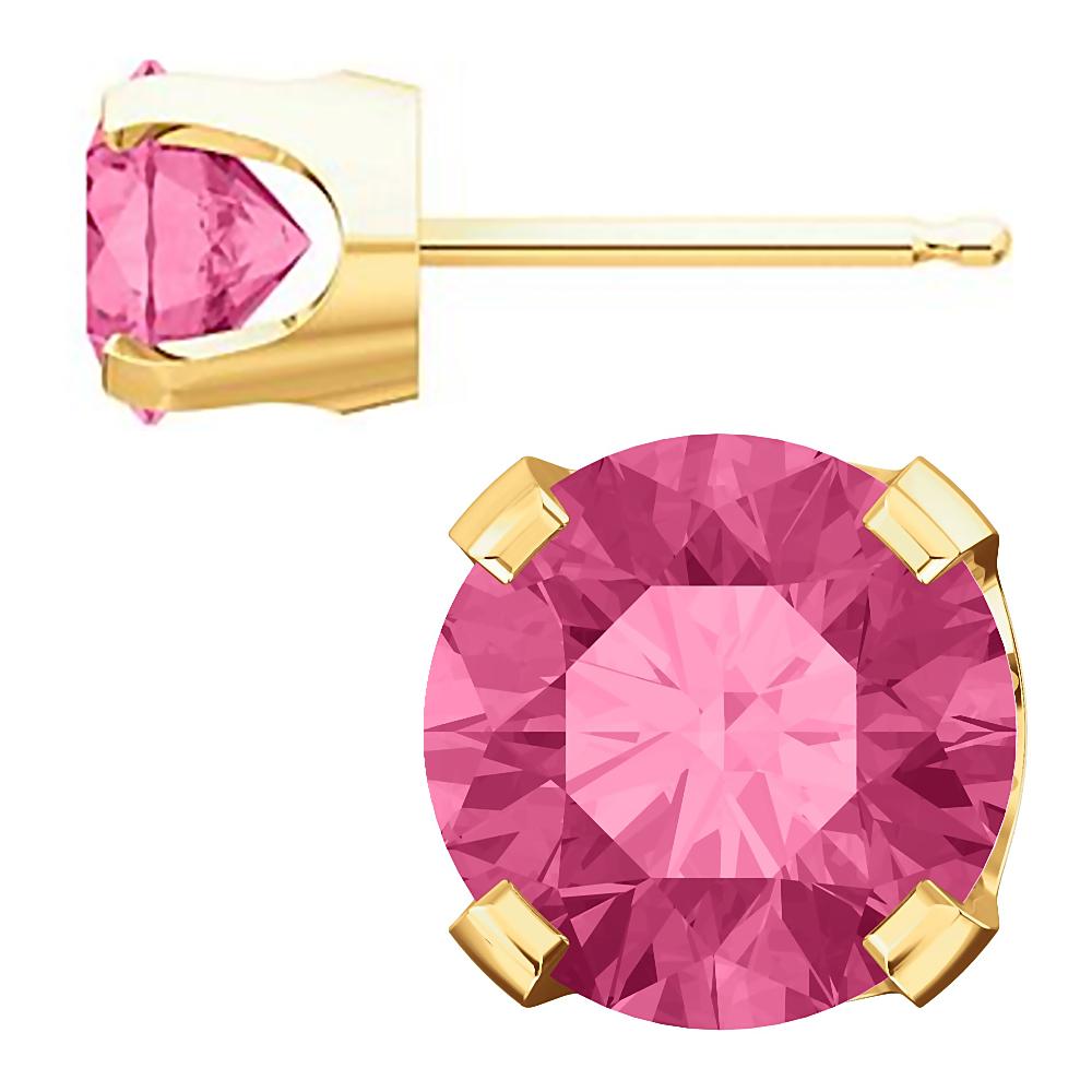 6mm, 1.5cts Genuine Natural Tourmaline 4-Prong Stud Earrings 14K Yellow Gold - 1000Jewels.com