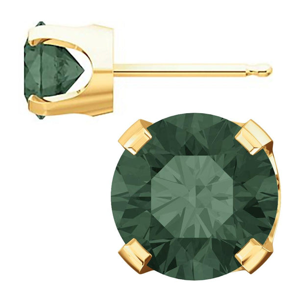 6mm, 1.5cts Color Change Chatham Created Alexandrite Stud Earrings 14K Yellow Gold - 1000Jewels.com