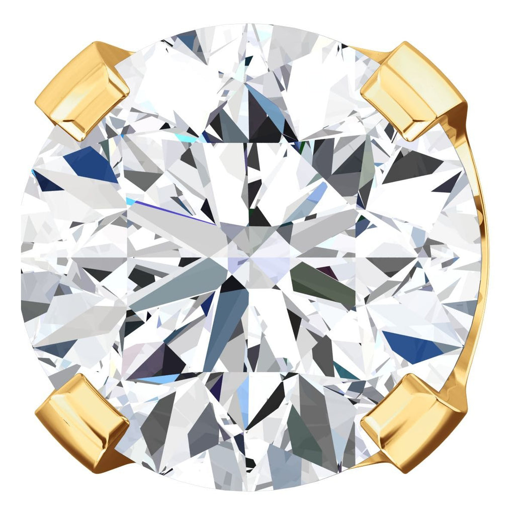 6mm, 1.5cts Ice on Fire CZ 4-Prong Stud Earrings 14K Yellow Gold - 1000Jewels.com