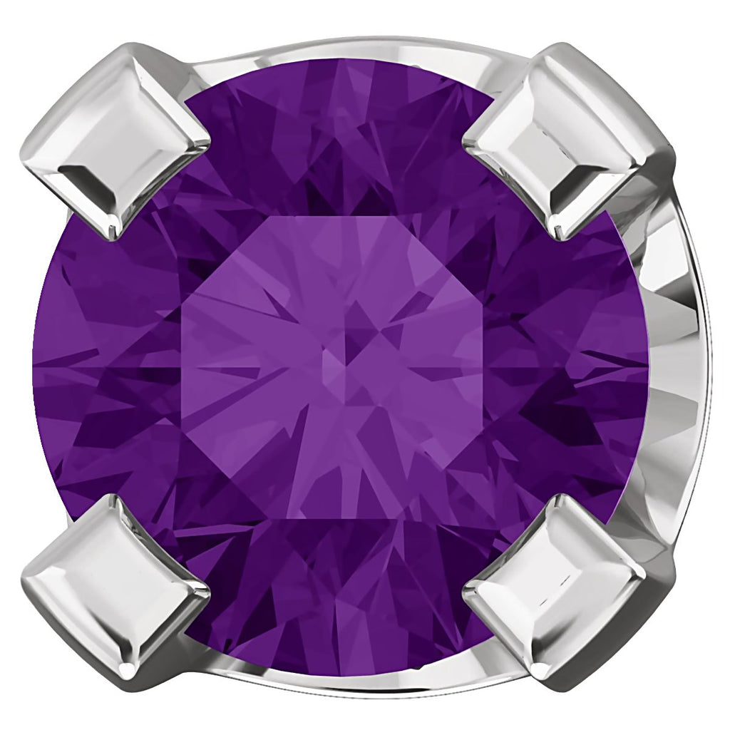 2mm, 0.06cts Genuine Natural Amethyst 4-Prong Stud Earrings 14K White Gold - 1000Jewels.com