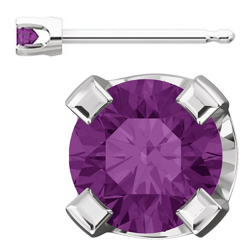 2mm, 0.06cts Simulated Alexandrite 4-Prong Stud Earrings 14K White Gold - 1000Jewels.com