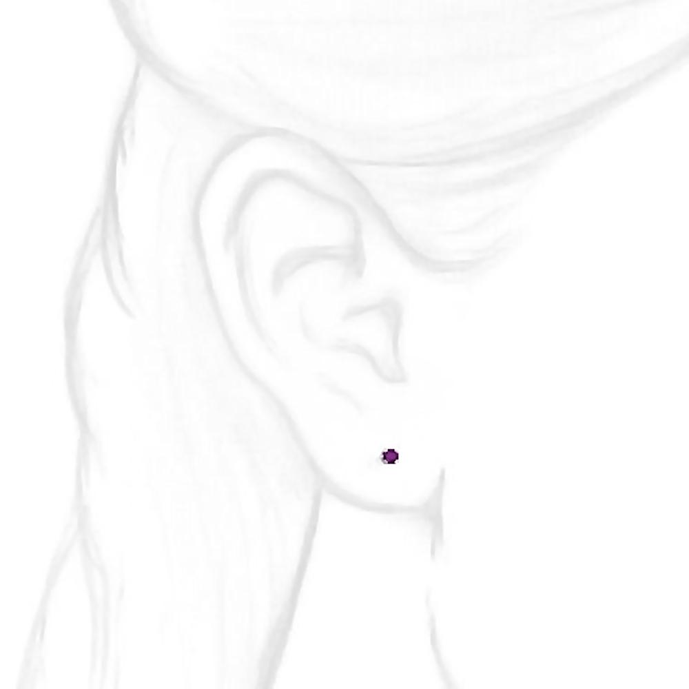 2mm, 0.06cts Simulated Alexandrite 4-Prong Stud Earrings 14K White Gold - 1000Jewels.com