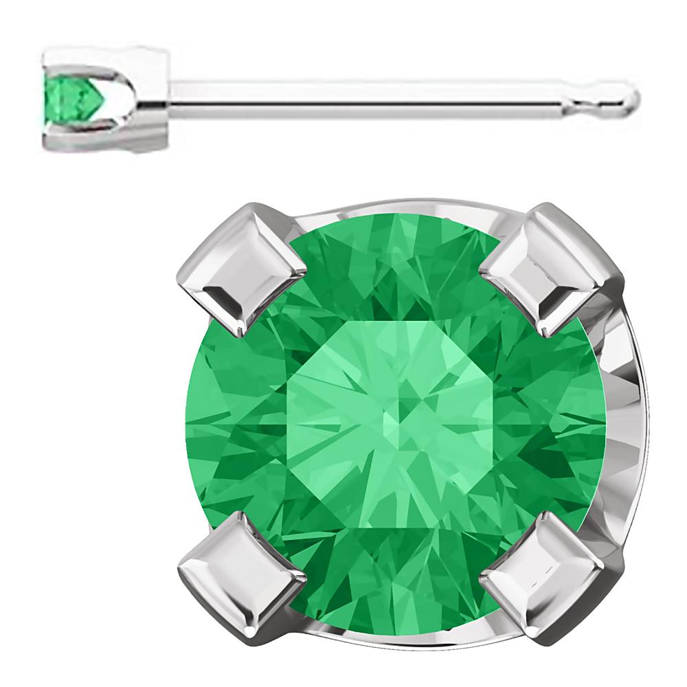2mm, 0.06cts Trustmark Created Emerald 4-Prong Stud Earrings 14K White Gold - 1000Jewels.com