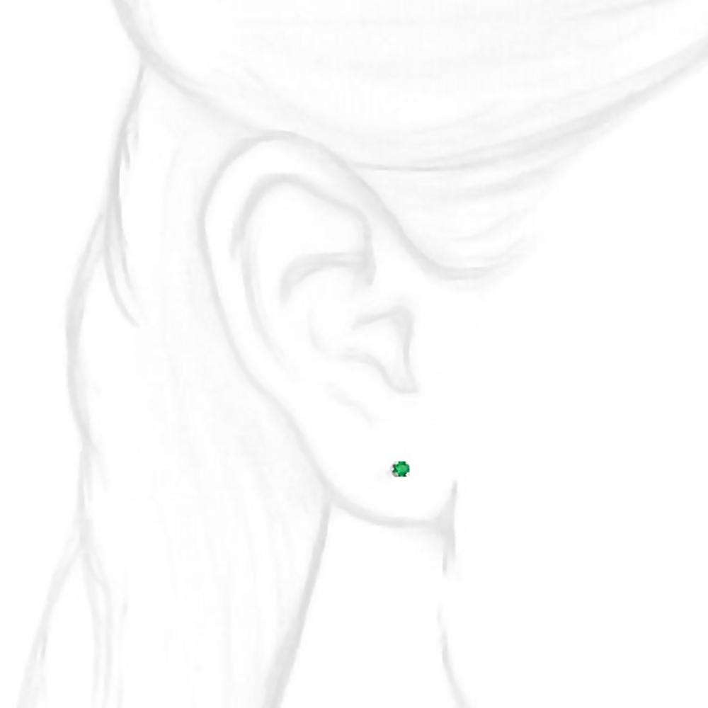 2mm, 0.06cts Chatham Created Emerald 4-Prong Stud Earrings 14K White Gold - 1000Jewels.com