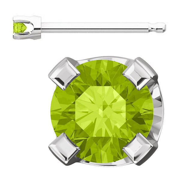 2mm, 0.06cts Natural Peridot 4-Prong Stud Earrings 14K White Gold - 1000Jewels.com