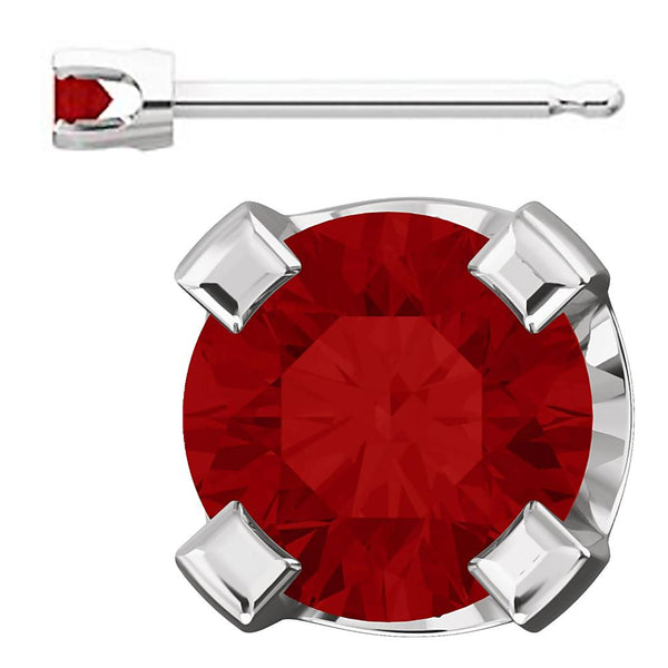2mm, 0.06cts Chatham Created Red Ruby 4-Prong Stud Earrings 14K White Gold - 1000Jewels.com