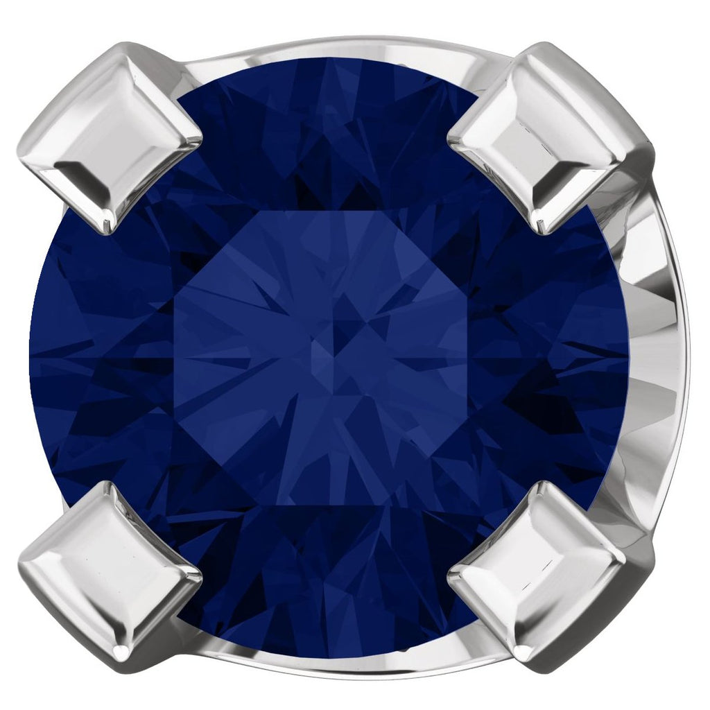 2mm, 0.06cts Simulated Sapphire 4-Prong Stud Earrings 14K White Gold - 1000Jewels.com