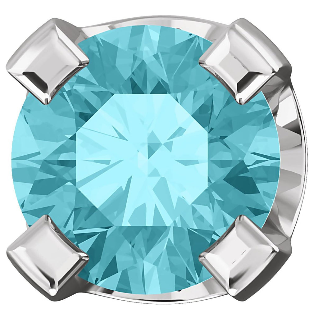 2mm, 0.06cts Simulated Blue Zircon 4-Prong Stud Earrings 14K White Gold - 1000Jewels.com