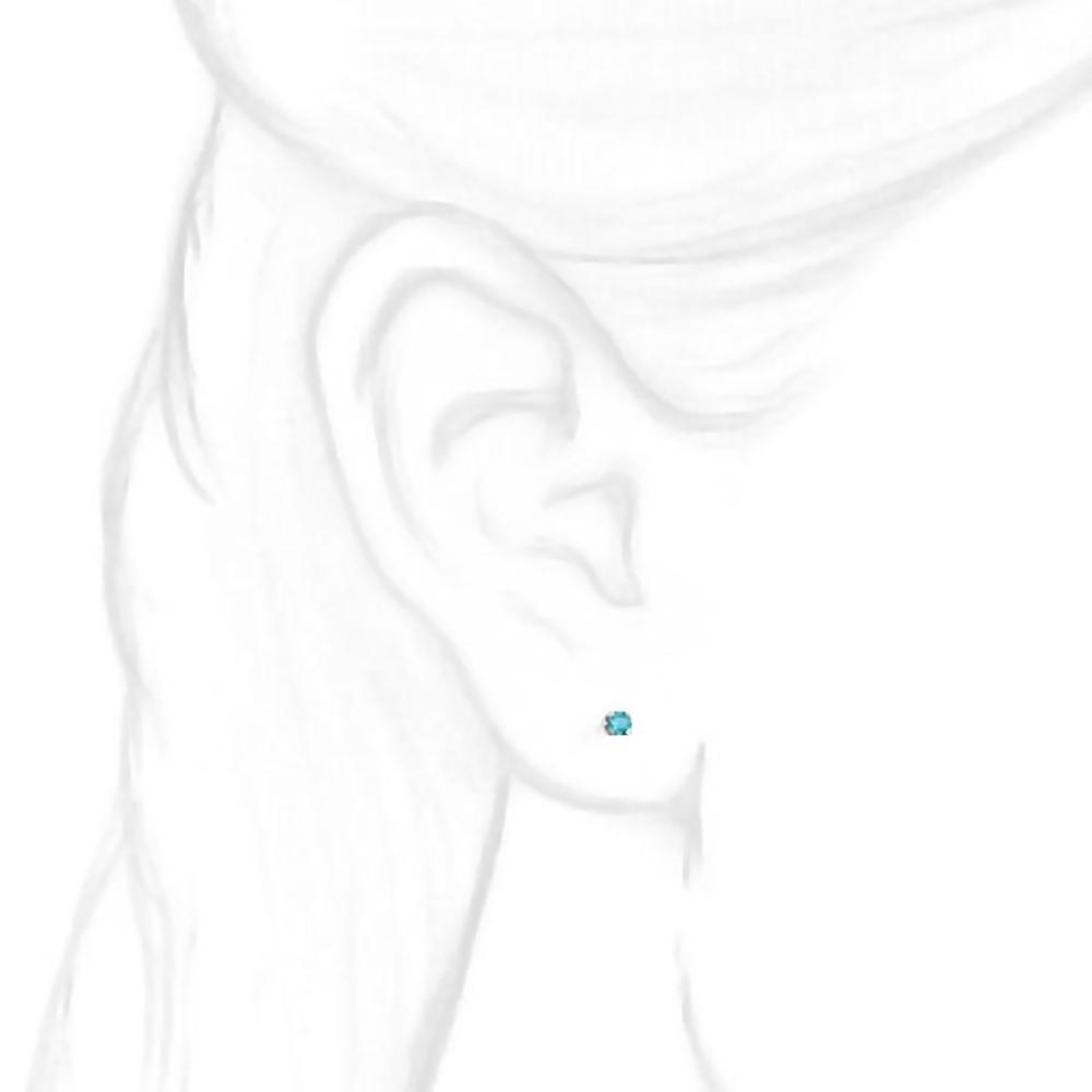 2mm, 0.06cts Simulated Blue Zircon 4-Prong Stud Earrings 14K White Gold - 1000Jewels.com