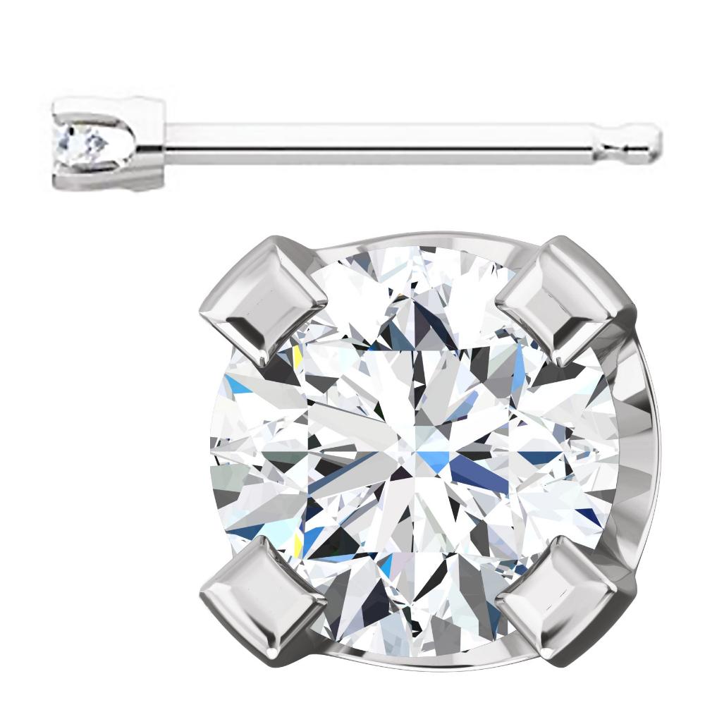 2mm, 0.06cts Ice on Fire CZ 4-Prong Stud Earrings 14K White Gold - 1000Jewels.com
