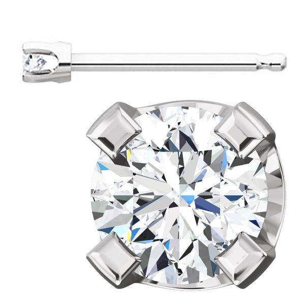 2mm, 0.06cts Ice on Fire CZ 4-Prong Stud Earrings 14K White Gold - 1000Jewels.com