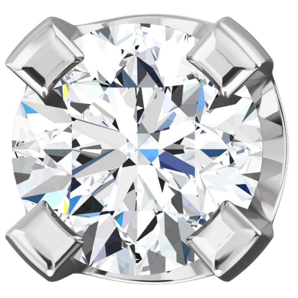 2mm, 0.06cts Ice on Fire CZ 4-Prong Stud Earrings 14K White Gold - 1000Jewels.com