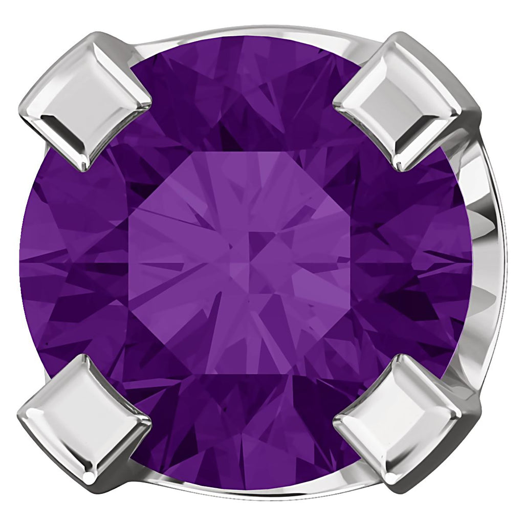 3mm, 0.2cts Genuine Natural Amethyst 4-Prong Stud Earrings 14K White Gold - 1000Jewels.com