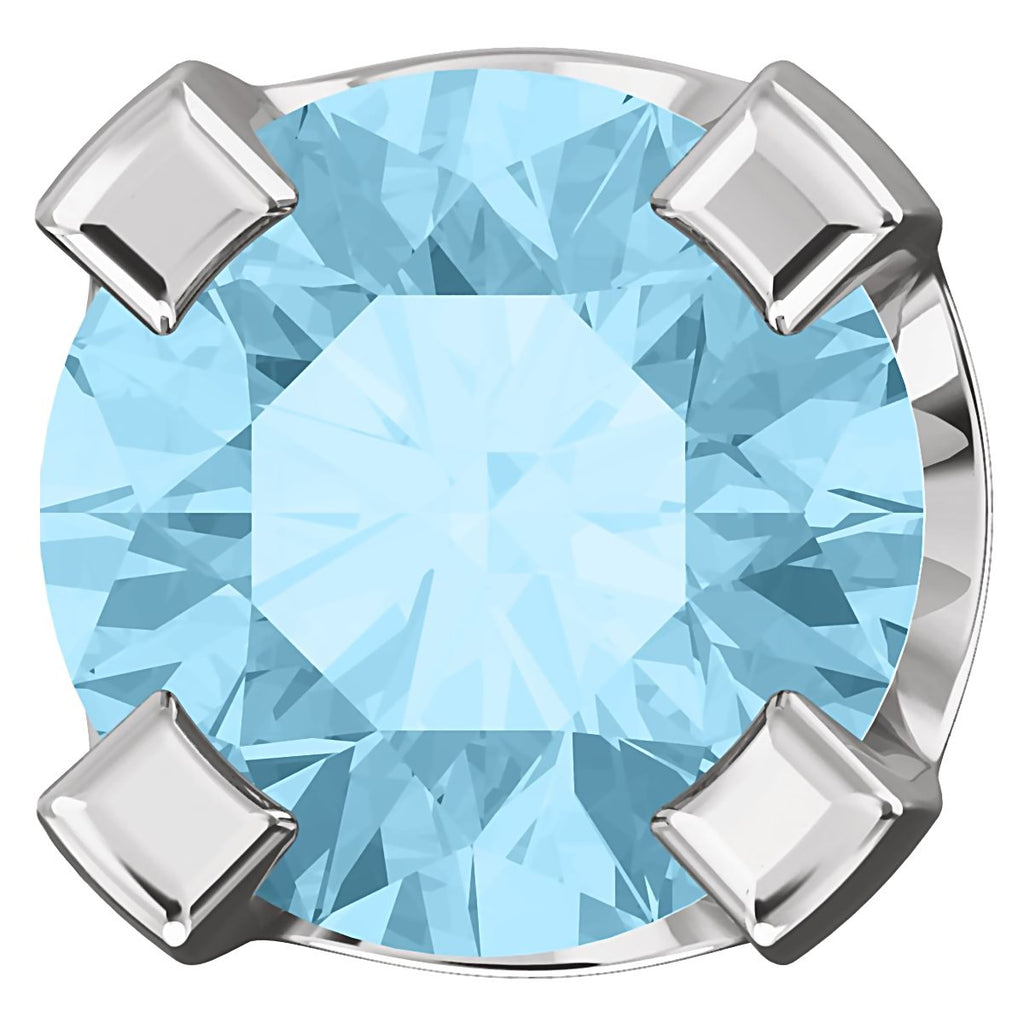 3mm, 0.2cts Genuine Natural Aquamarine 4-Prong Stud Earrings 14K White Gold - 1000Jewels.com