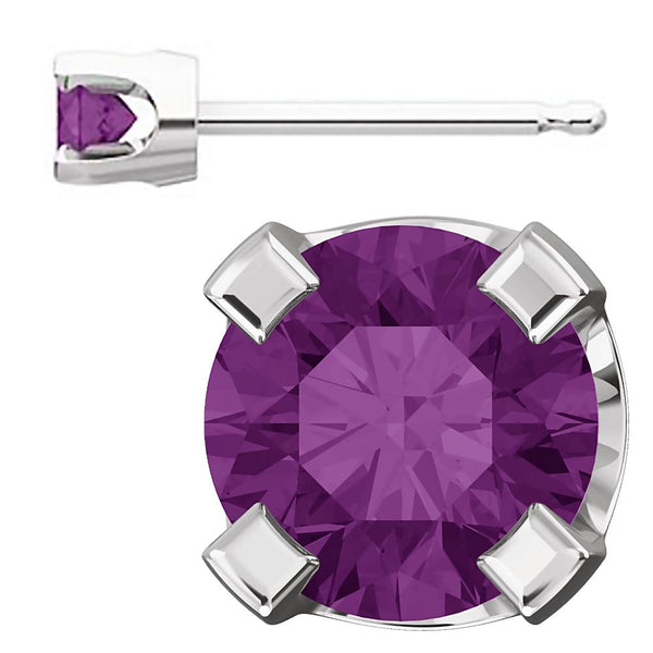3mm, 0.2cts Simulated Alexandrite 4-Prong Stud Earrings 14K White Gold - 1000Jewels.com